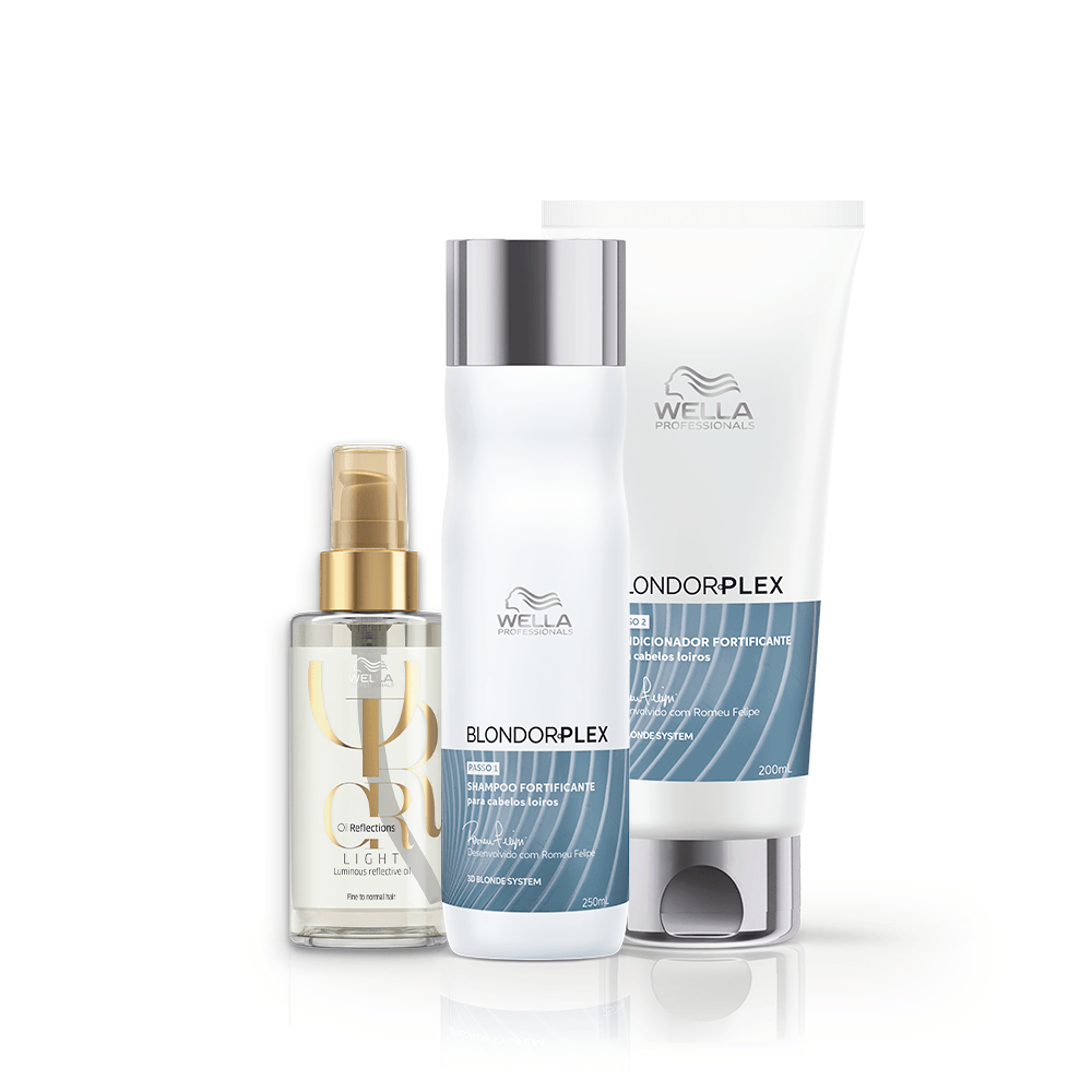Wella Professionals Kit Blondorplex Óleo Light Trio Shampoo Condicionador e Óleo
