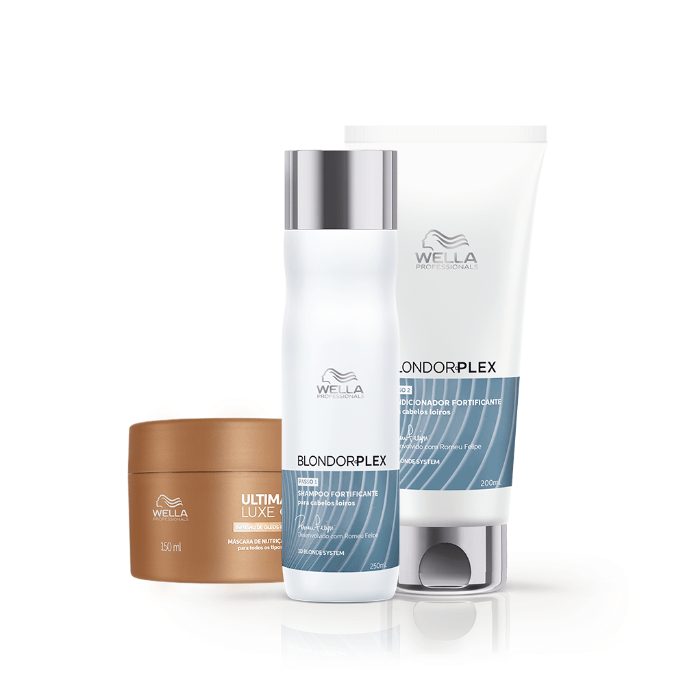 Wella Professionals Kit Blondorplex Luxe Oil Trio Shampoo 250ml Condicionador 200ml Máscara 150ml